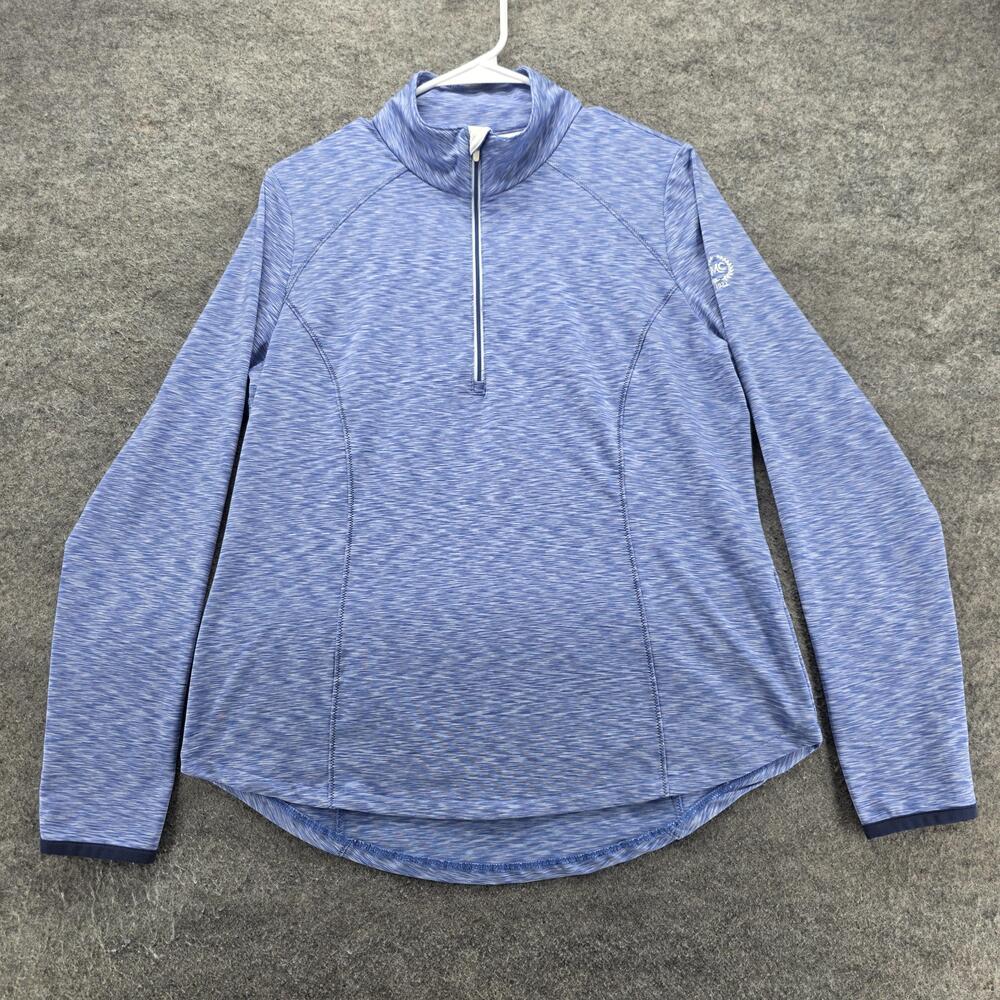 Zero Restriction Pullover Womens L Blue Mock Neck Zip Athletic Breathable